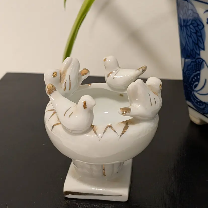 Vintage ceramic bird bath