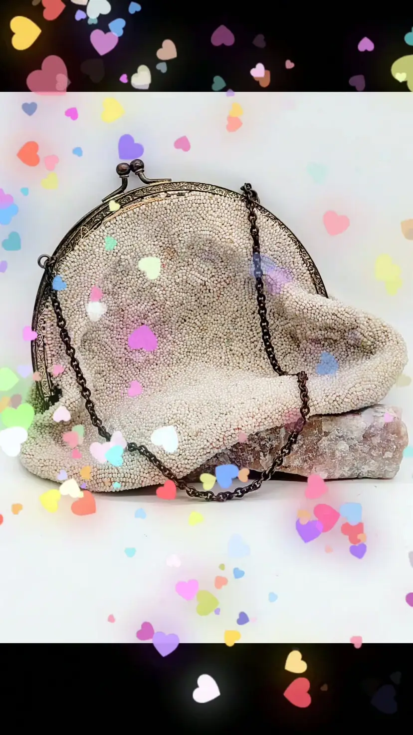 1920s Antique micro beaded evening bag