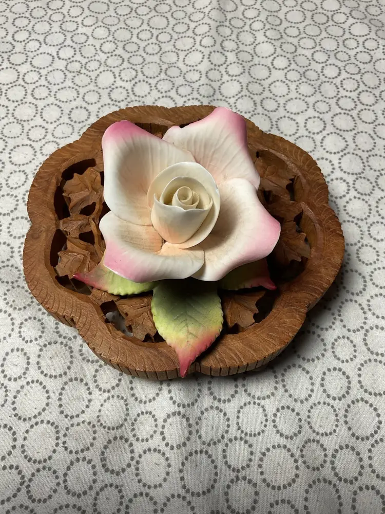 Vtg Lefton Porcelain Rose Flower Hand Painted Decor