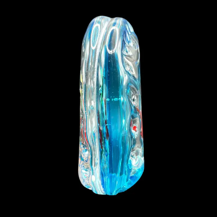 VTG Murano Glass Clamshell Aquarium Three Fish Aventurine w Original Sticker