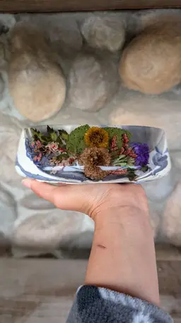 Jesmonite/Resin Pot - PURPLE/WHITE Flowers - Tapered Bowl