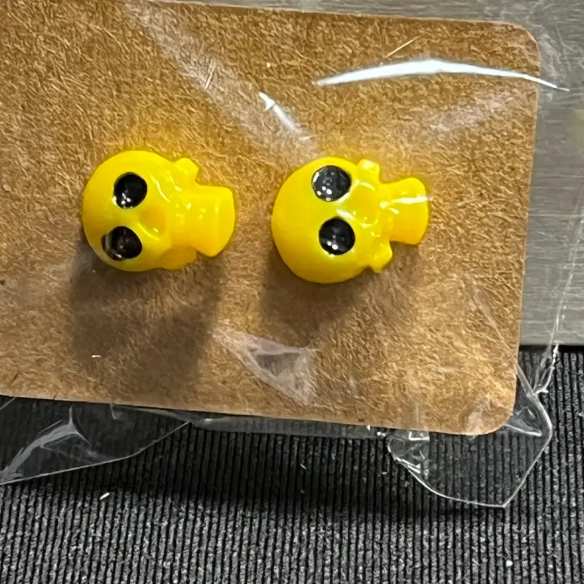 Yellow Skull Stead Earrings Made By Me