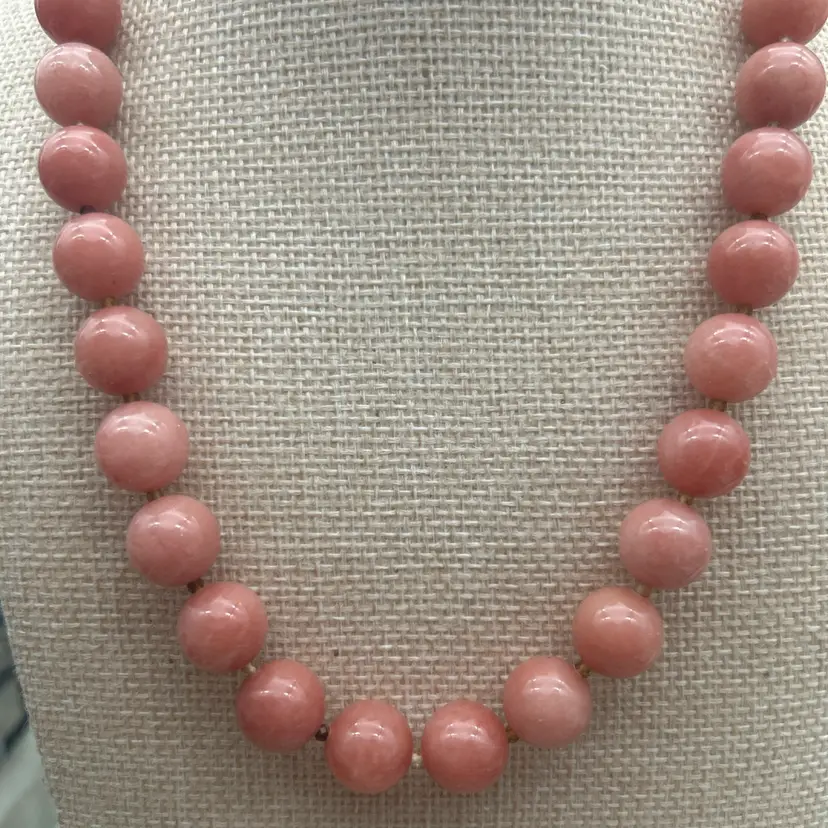 Mayamar Lucky Necklace Rose Pink Quartz Beaded Necklace 24K Gold Plated 16” + Extender NWT