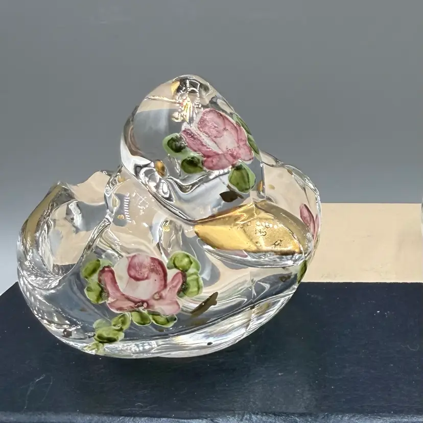 🐞Vtg Lead Crystal Duck Ashtray with 24K Gold Trim 5x3x3.5”
