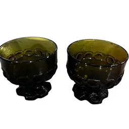 005 Vintage Set MCM Avocado, Green Sorbet Cups Glass