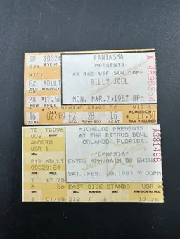 VTG 1987 GENISIS & 1987 BILLY JOEL Concert Ticket Stubs