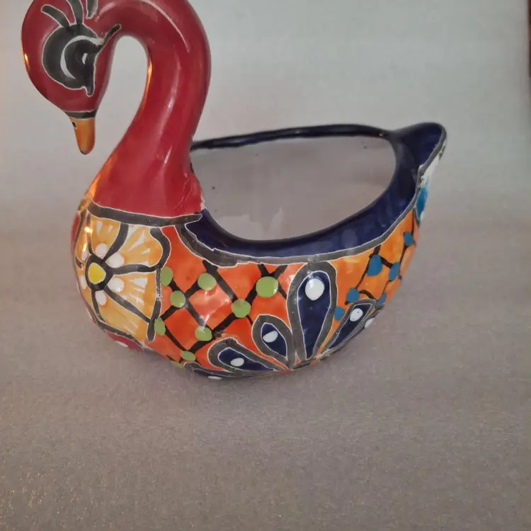 Talavera Pottery Swan Planter Signed