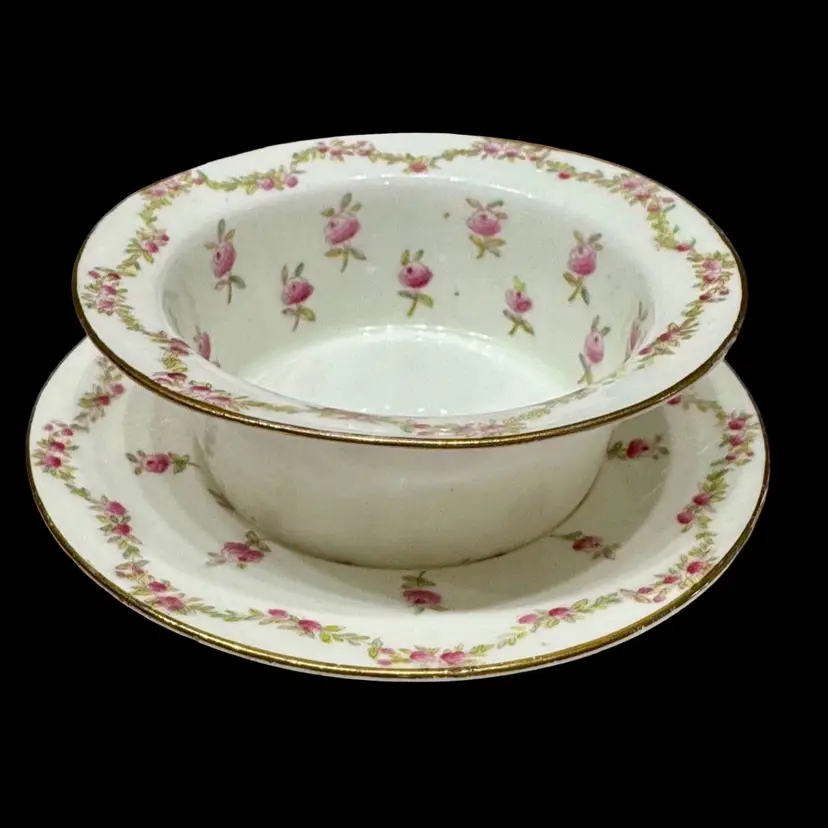 Royal Coleston England 943 Finger Bowl / Ramican With Under plate Pink Florals