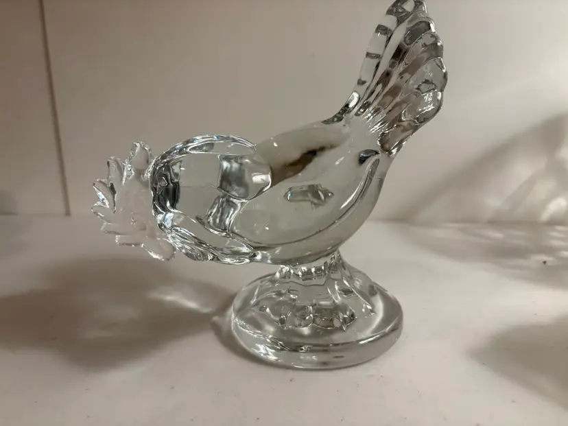 Vintage Clear Crystal Rooster Possibly Martindale Glass Farmhouse Decor