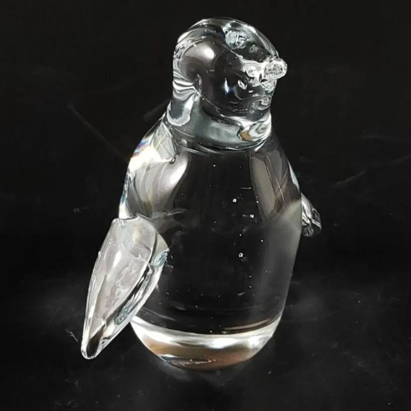 Clear PENGUIN Blown Glass PAPERWEIGHT