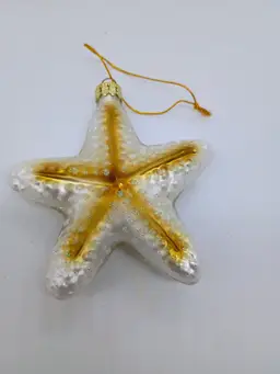 Hand Blown Mercury Glass Starfish Christmas Ornament Beach Nautical.