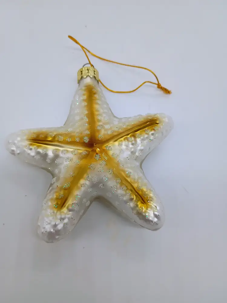 Hand Blown Mercury Glass Starfish Christmas Ornament Beach Nautical.