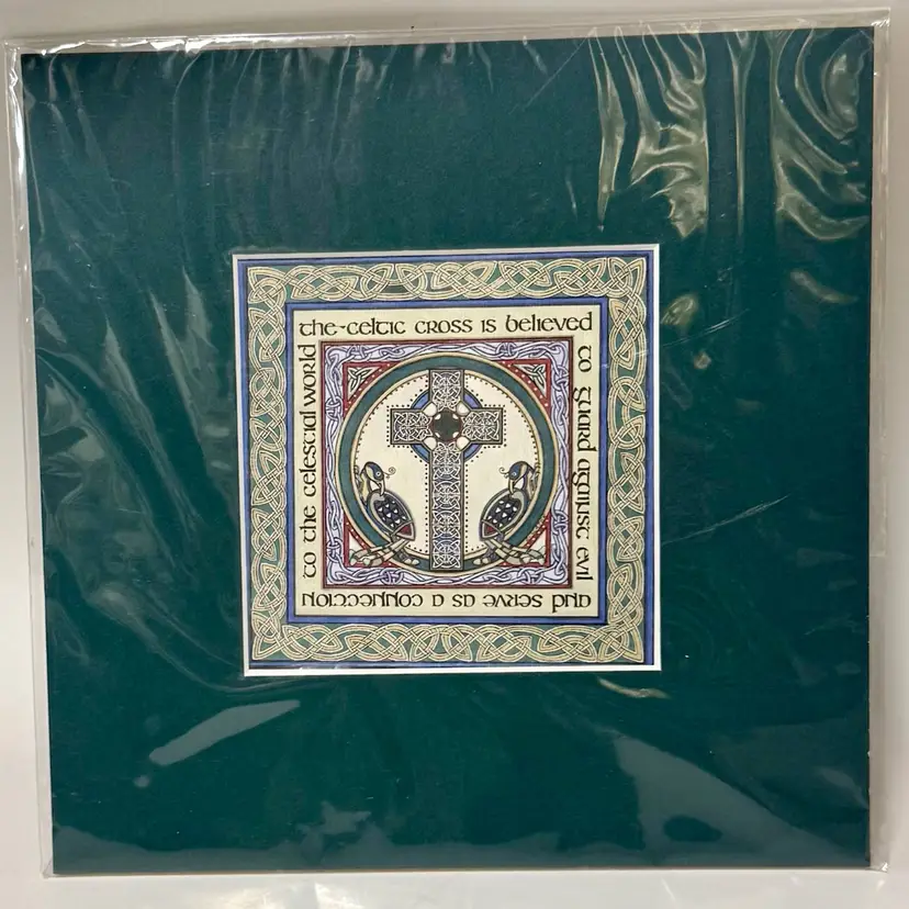 Traditional Irish Celtic Cross Design Matted Print New in original package