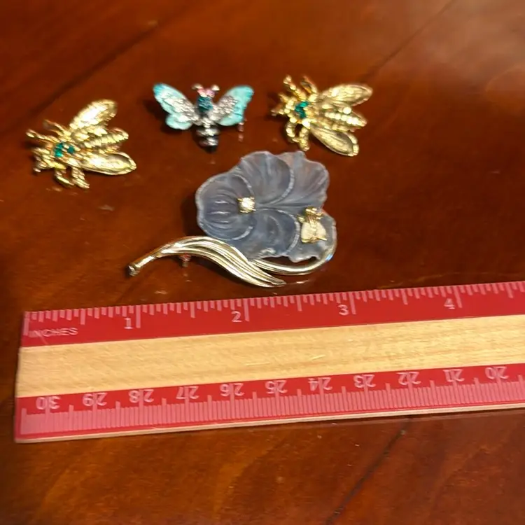 Lot Of 4 Vintage Pins / Brooches Insect Bugs Themed