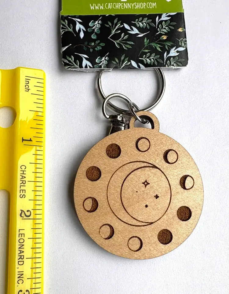 New Wooden Moon Engraved Keychain