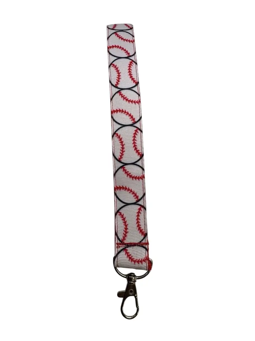 Lanyard Keychain  Key Holder Red Baseball Sports NEW Handmade 9.5” Long