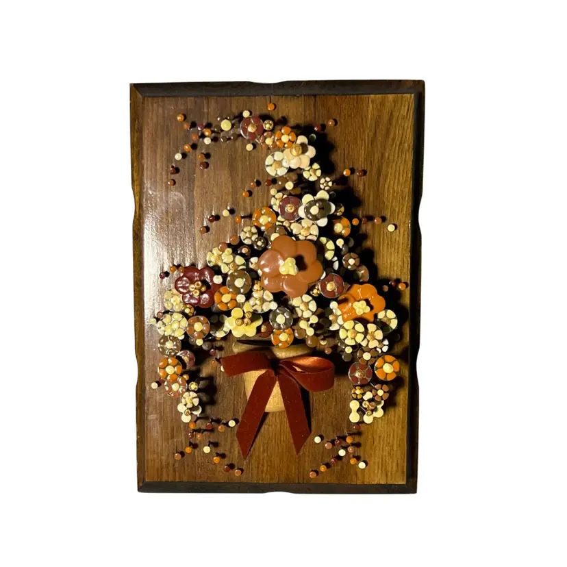 Vintage Nail Wall Art Flower Plaque The Original Pol-O-Craft designed by Pauline A. Owens 1970s