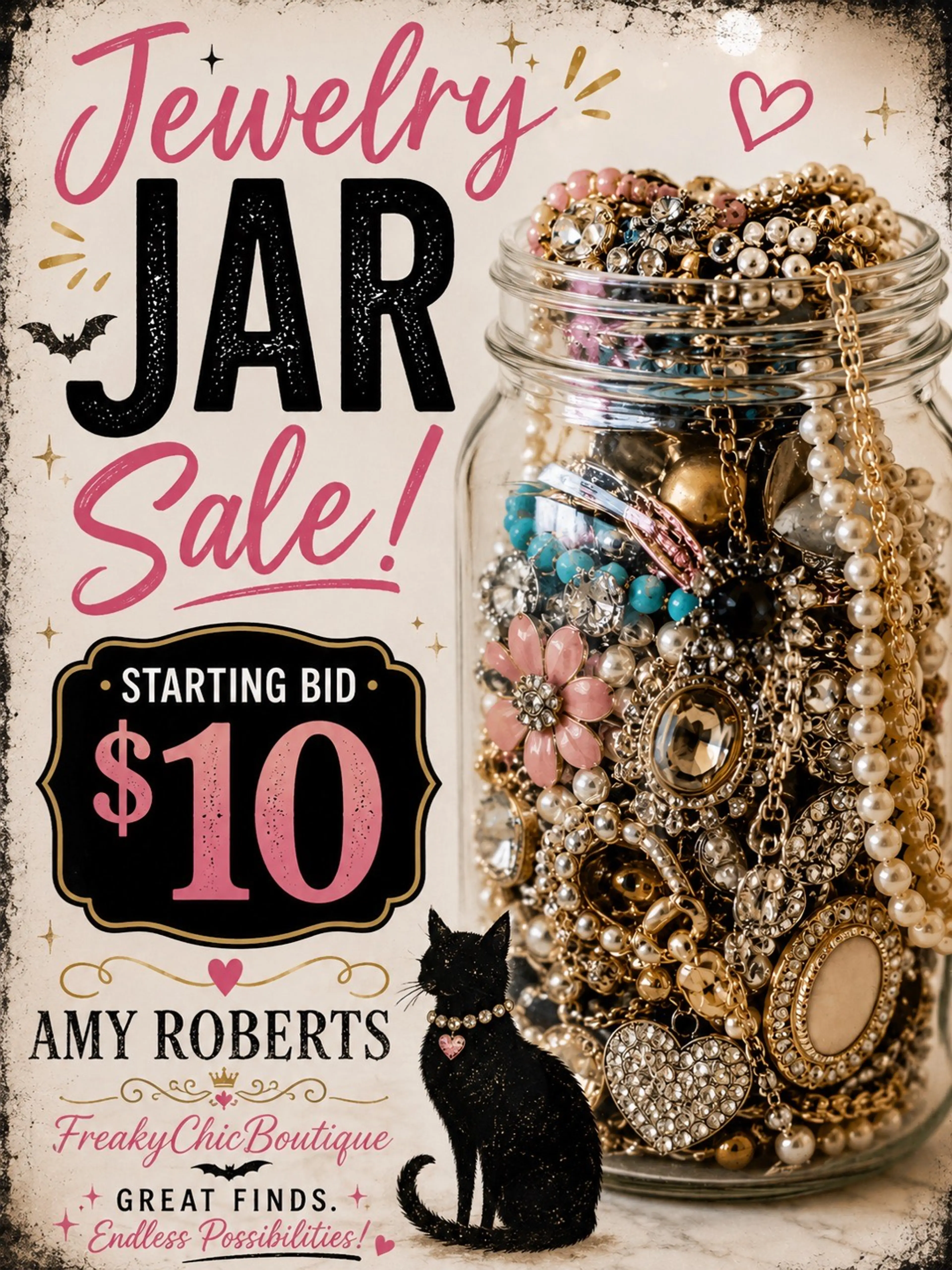 SB $10 Quart Size Jewelry Jars. 