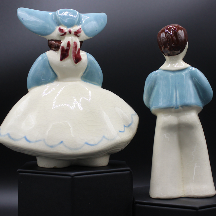 Vintage Goldammer Ceramic Bud Vase Planter Southern Belle Girl Boy Blue & White