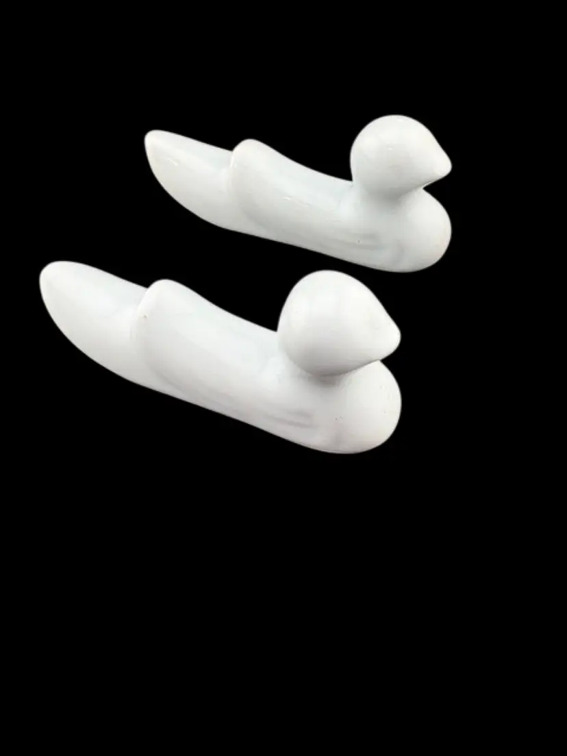 Vintage Pair of Ceramic Swan/Duck Shaped Chopstick Rests - Light Blue