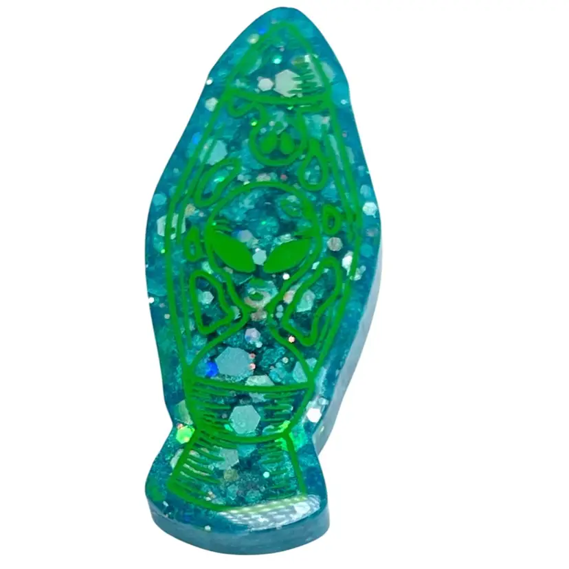 Handmade Alien 👽 Blue Lava Lamp Resin Magnet