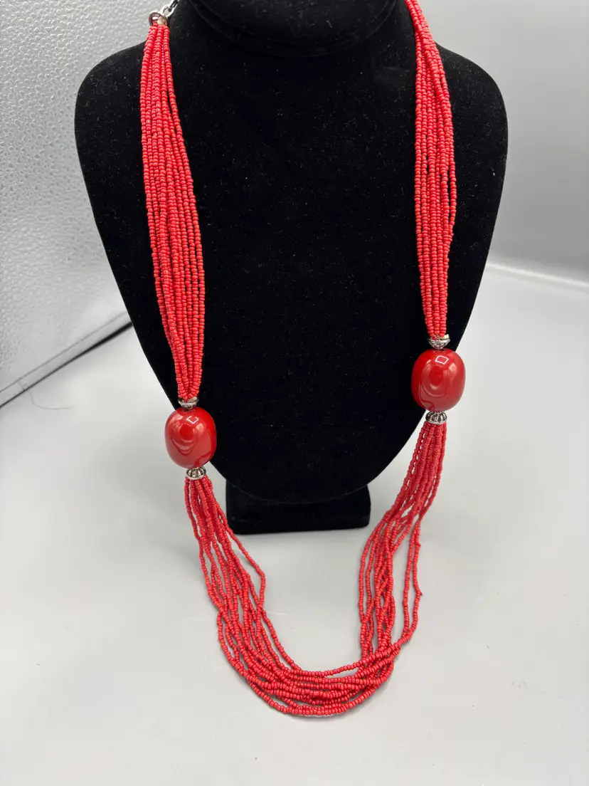 Multi Bead Red Necklace