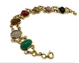 Vintage BOJAR 14K Gold Filled Gemstone Scarab Bracelet