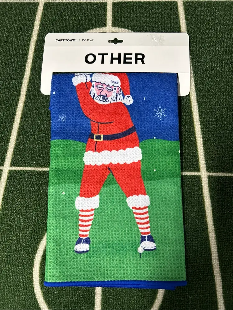 Other GOLF CART Towel 15” X 24” Christmas Theme Santa Clause Waffle Towel
