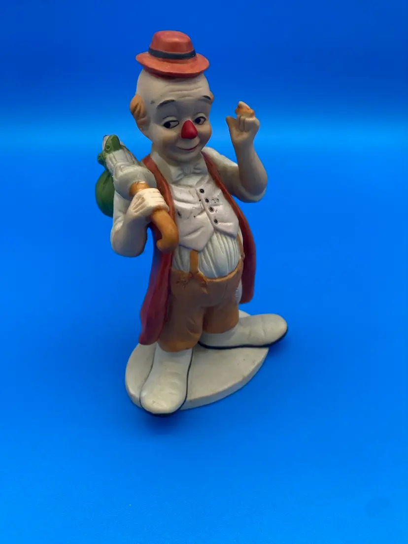 Vintage Ceramic 7" Hobo Clown Smoking a Cigar Figurine
