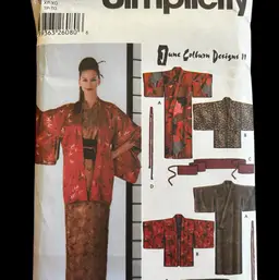 Vtg Simplicity Pattern 5839 Kimono Hoari Obi Sash Tie XS-XL uncut FF