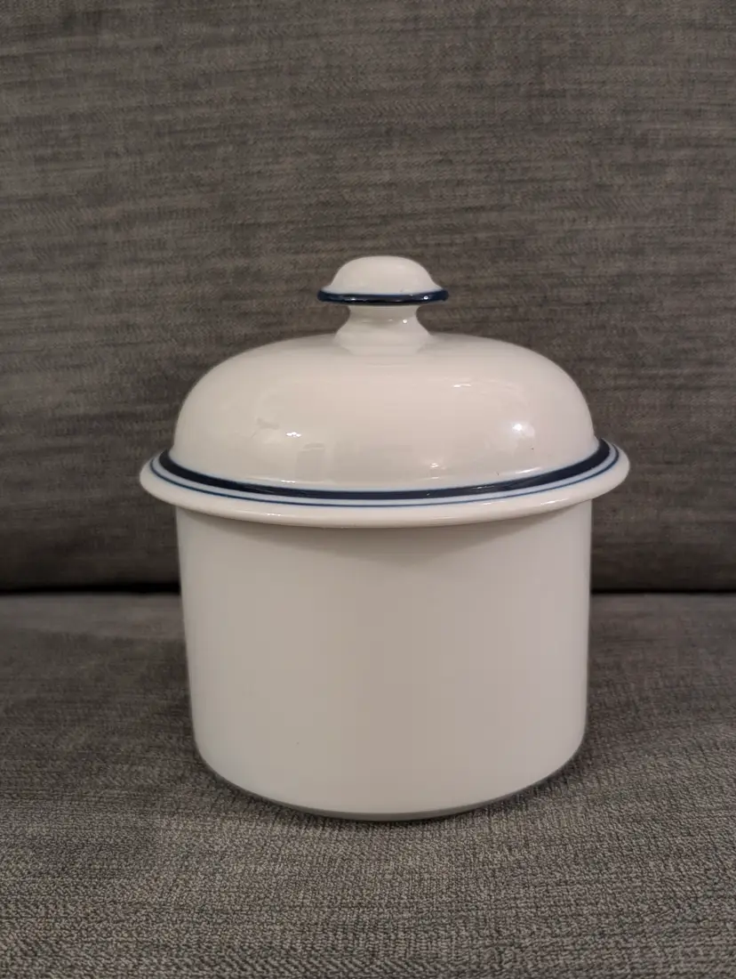 Dansk Bistro Sugar Bowl and Lid White with Brown Stripes