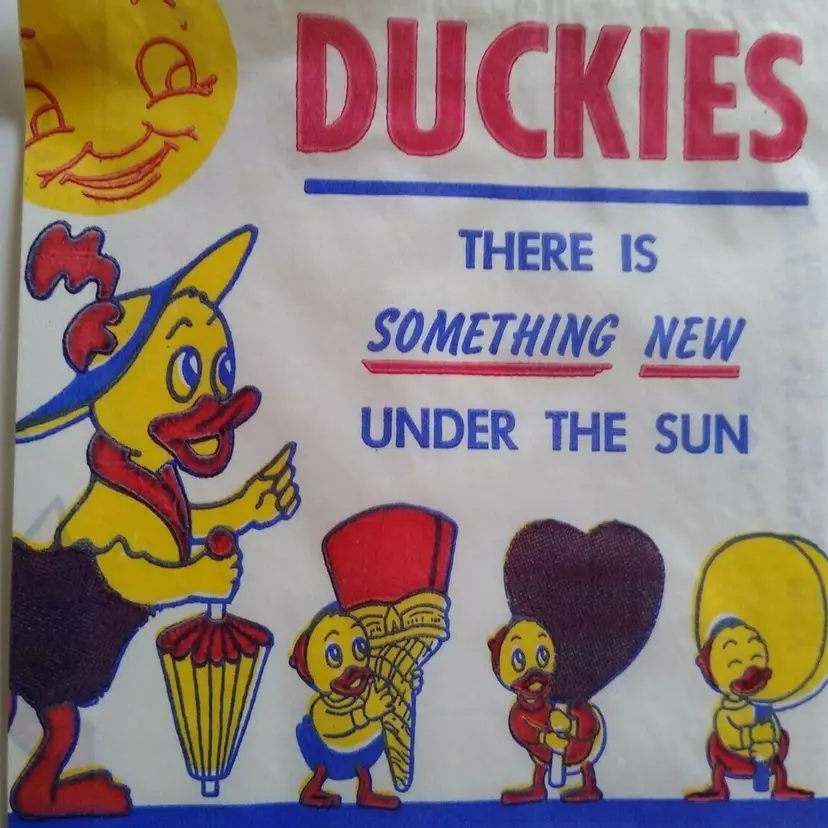 Duckies Ice Cream Bag 1950's Huey Louie Dewey Donald Duck Nephews NOS Vintage