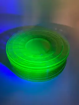 11 Vaseline Glass Appetizer or Dessert Plates STRONG GLOWERS 6"