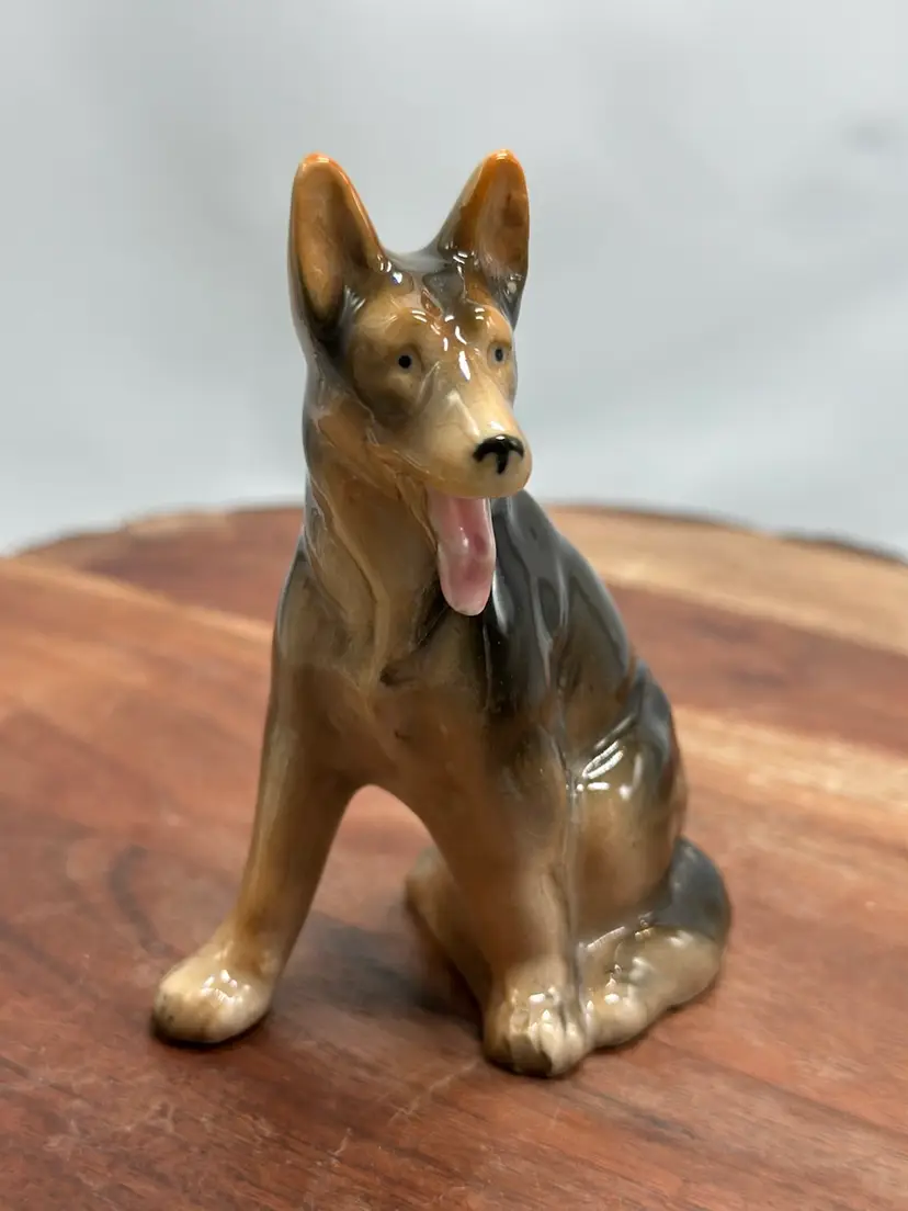 Vintage Porcelain German Shepherd Dog Figurine Made in Occupied Japan