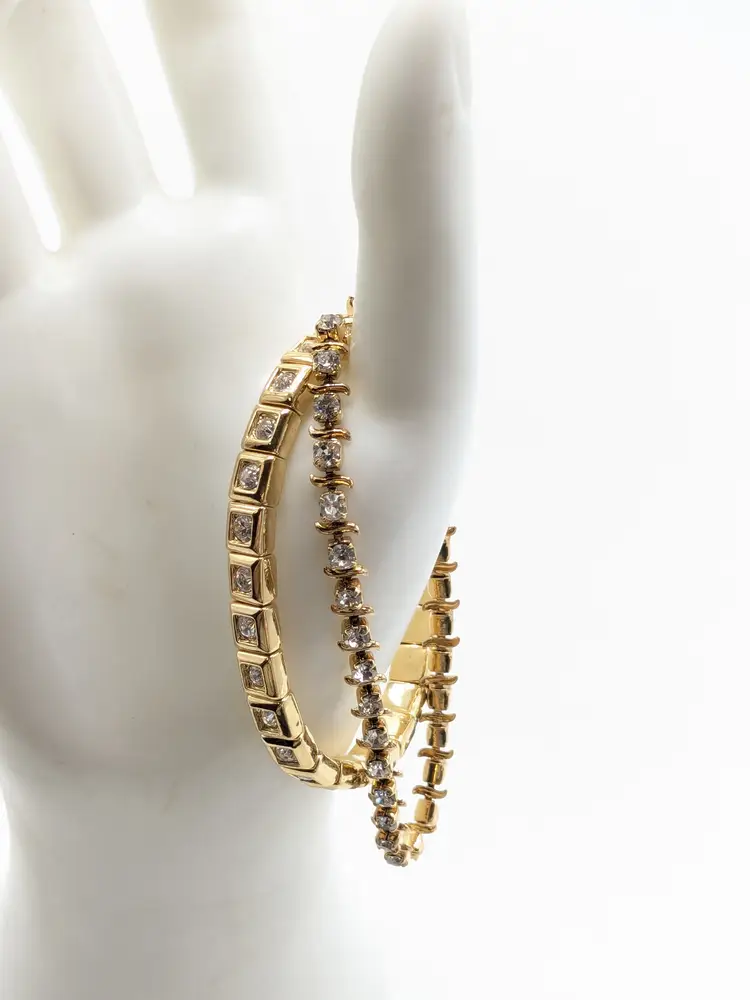 Pair Gold Tone Rhinestone Bracelets Jewelry