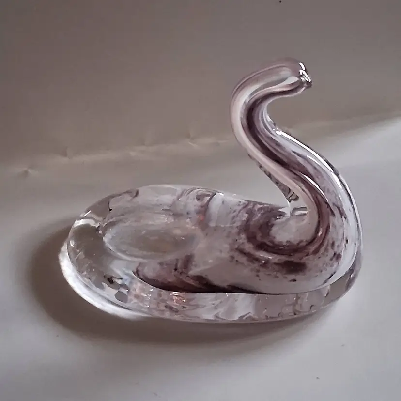 Vintage Blown Art Glass Paperweight Ring Holder / Trinket Dish