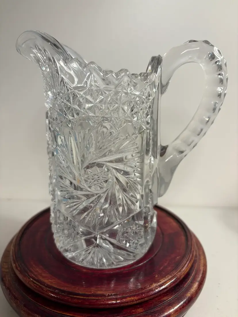 American Brilliant Cut Crystal Pitcher 6” Inches Tall