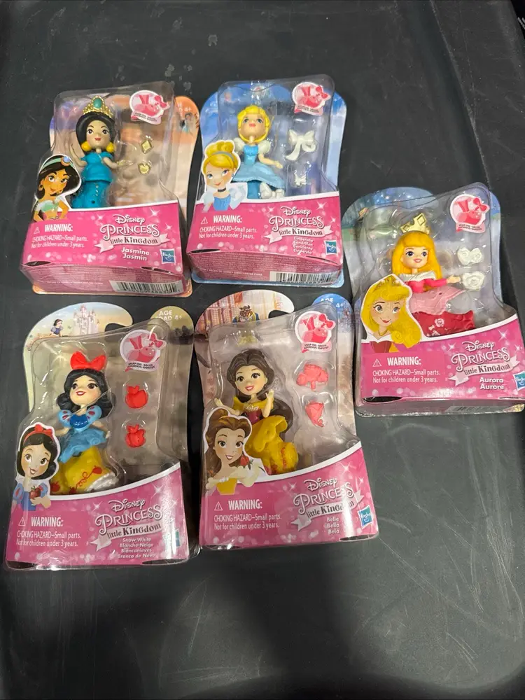 Lot of 5 Disney Princess Little Kingdom Snap-Ins Belle Aurora Jasmin Cinderella, Snow White