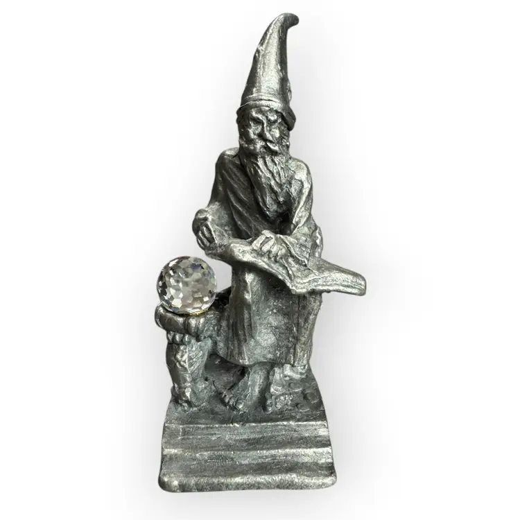 85 Gallo Small Pewter Sorcerer with Magic Spell Book and Crystal Ball