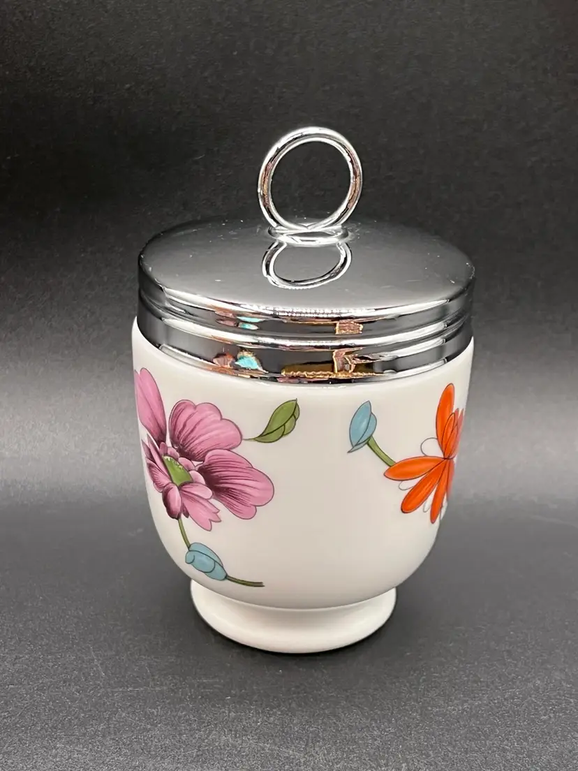 #18 Royal Worcester English Floral “Astley” Porcelain Egg Coddler With Metal Lid 4”🥚
