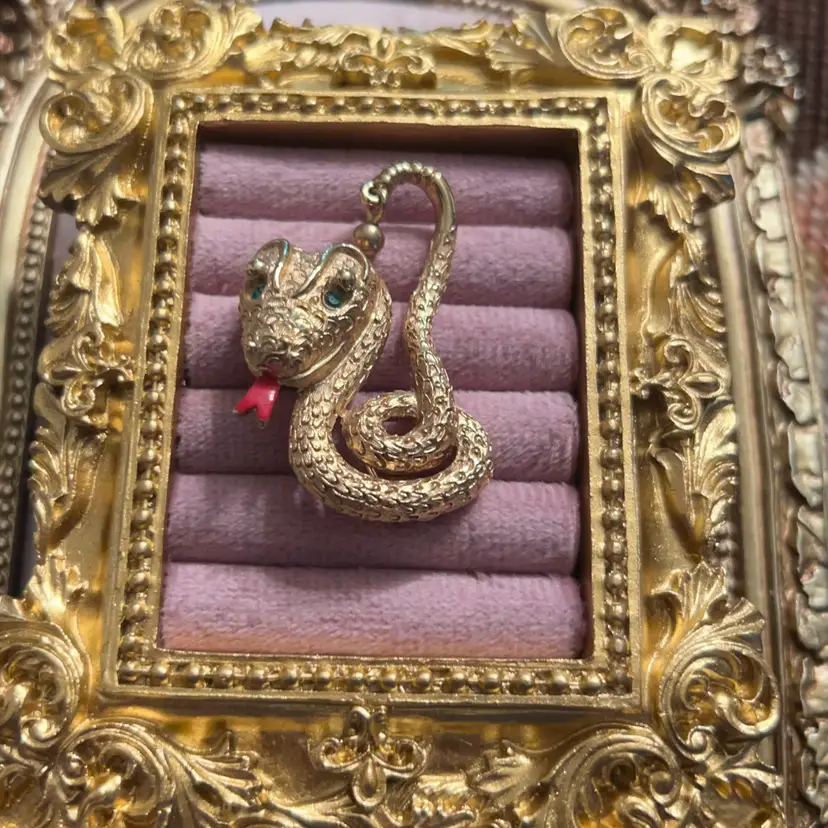 Vintage Gold Plated Snake Brooch