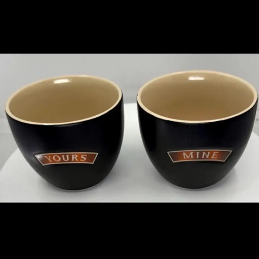 2 Bailey's Irish Cream Liqueur Yours & Mine Coffee Or Ice Cream Cups Mugs Brown