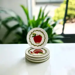 MWW Market Praise Apple Mini Plate 4.5" Set of 4 Handcrafted