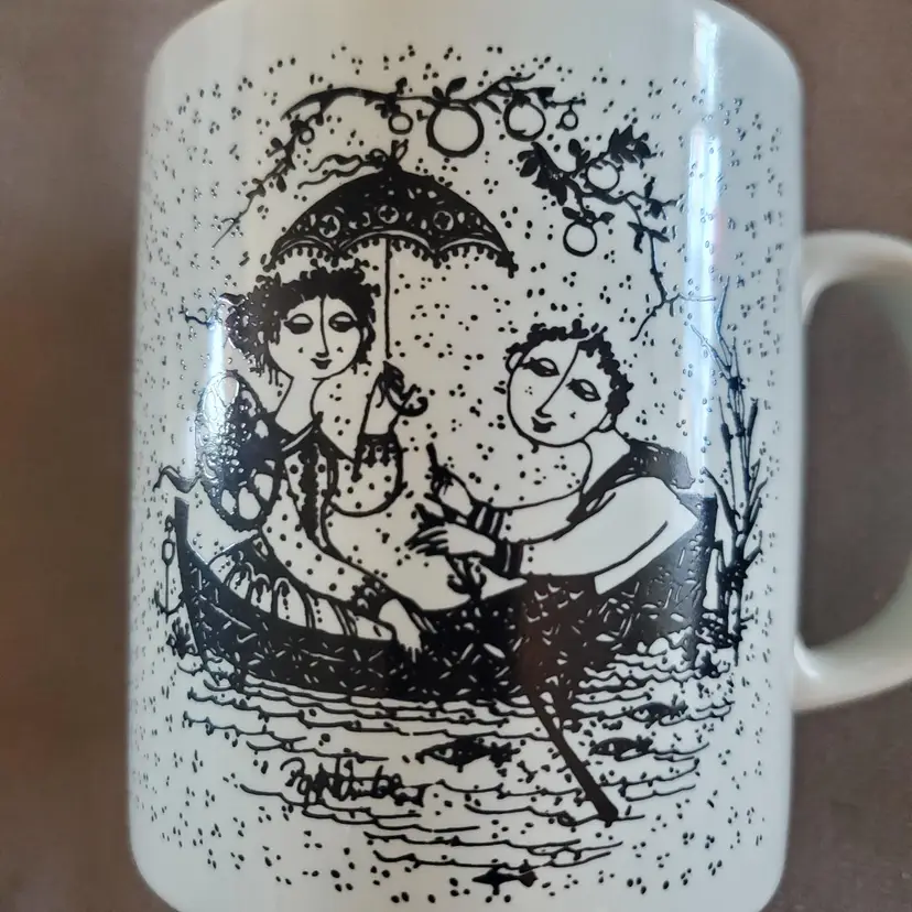 Vintage Bjorn Wiinblad July Nocturne Coffee Tea Mug Black/White Danish Art