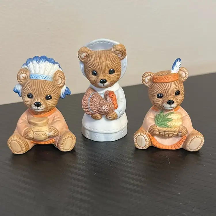 HOMCO Set Of 3 Thanksgivings Bears #5312