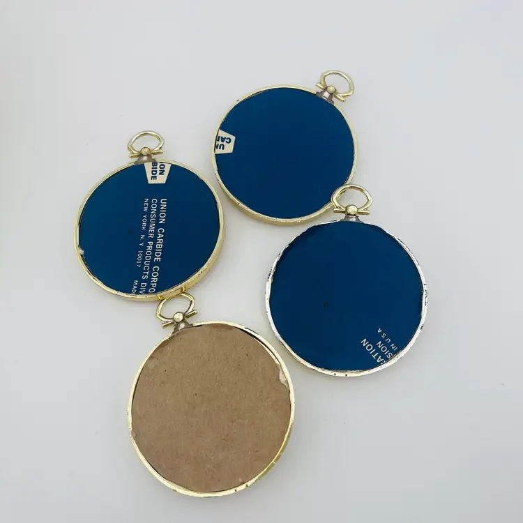 Sweet Set Of 4 Vintage Crewel Wall Hangers 3.25”