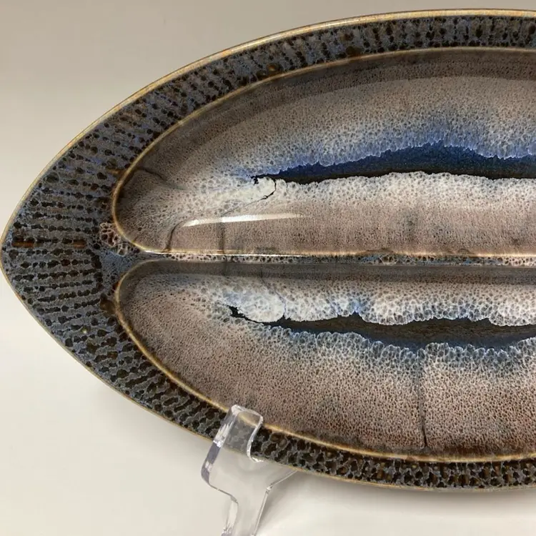 VTG Sunburst Canada Ceramic Glazed MCM Two Section Tray