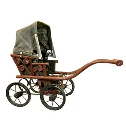 Vintage Rattan Doll Carriage Buggy Stroller Brentwood Style Pram Rustic Toy Prop