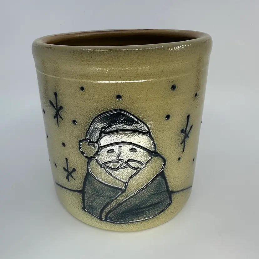 Vtg Maple City Pottery Santa Stoneware Crock
