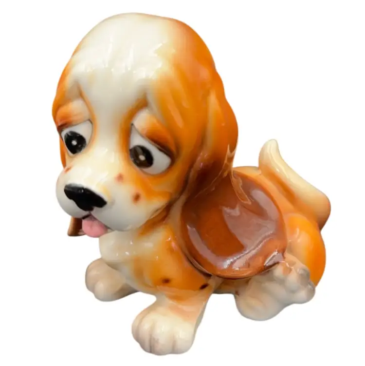 Vintage Quon Quon Hand Painted Porcelain Basset Hound Dog Figurine Japan